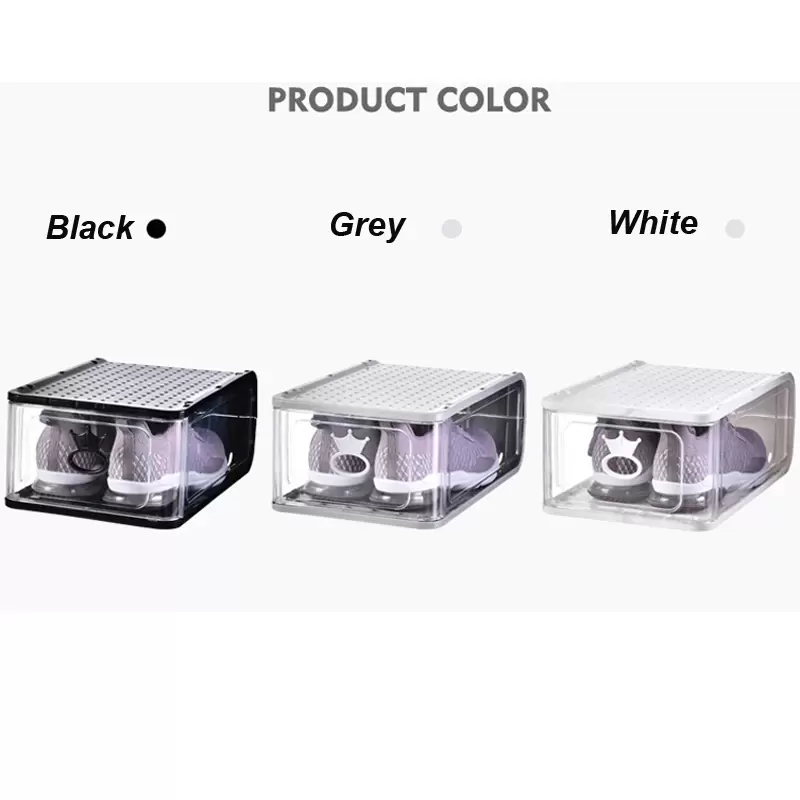 Large Hard Plastic Clear Shoe Box Detachable Folding Stackable Shoes Boxes Organizer Bins Storage Dust-proof Cabinet Thickened Transparent Moisturepro
