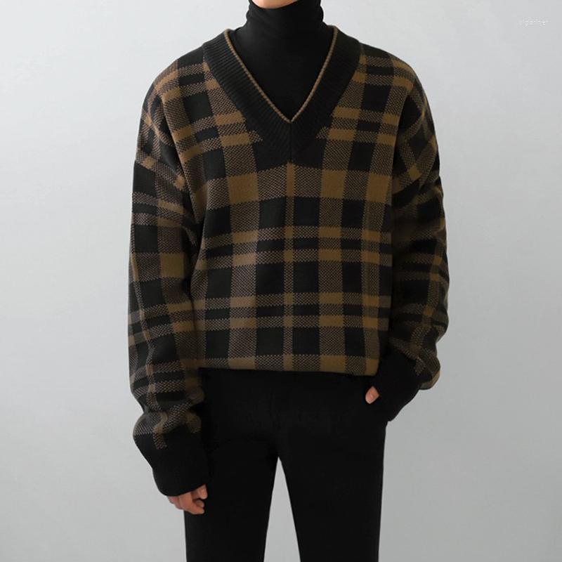 Men's Sweaters Autumn Winter Men's Fashion V-neck Plaid Sweater Tops Men Korean Knitted Male Long Sleeve Loose Jumpers G266Men's Olga22, Khaki
Men's Sweaters Autumn Winter Men's Fashion V-neck Plaid Sweater Tops Men Korean Knitted Male Long Sleeve Loose Jumpers G266Men's Olga22, Khaki