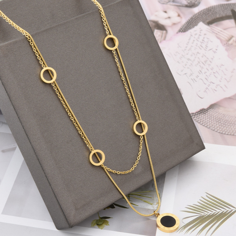 Multilayer Clover Roman Numerals Pendant Necklace Gold Plating Stainless Steel Jewelry for Women Gift
Multilayer Clover Roman Numerals Pendant Necklace Gold Plating Stainless Steel Jewelry for Women Gift