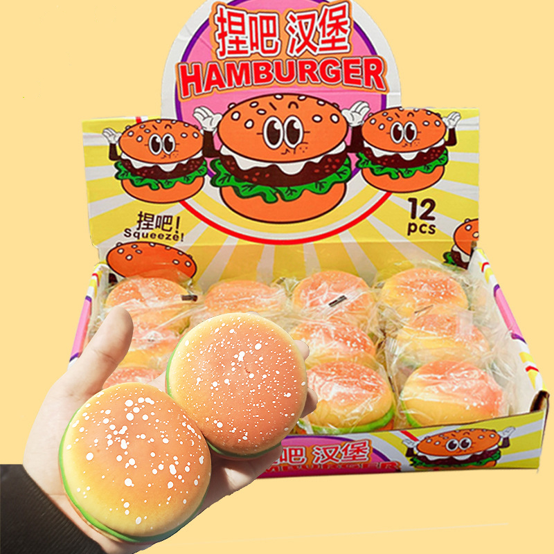 

Fidget Toys New Kids Toys Creative Decompression Hamburger Vent Tofu Ball Food Bread Slow Rebound Pinch Music