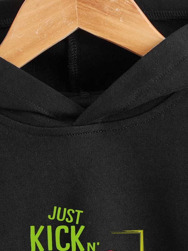 Toddler Boys Slogan & Dinosaur Print Hoodie SHE