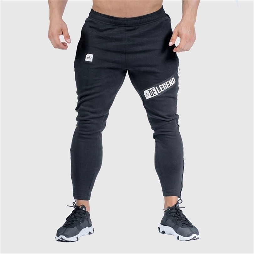 Joggers Sweatpants Mens Slim Casual Pants Solid Color Gyms Workout Cotton Sportswear Autumn Male Fitness Crossfit Track Pants 201118