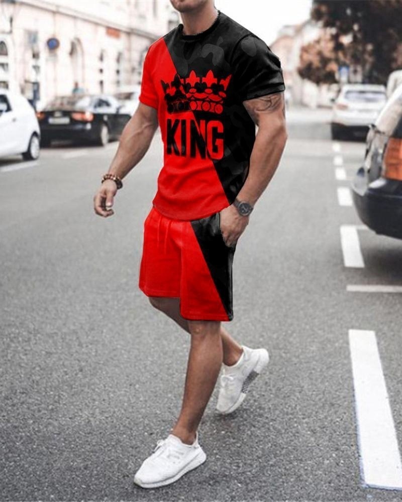 Men s T Shirt Set 3D Printed Oversized 2 Piece Casual Tracksuit Sportswear O neck Shorts Fashion Summer 220708