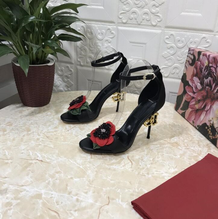 Ladies Newest Sandals Stiletto Heel Round Headband Flower Decorated Ankle Slim Strap Buckle Dress Casual Banquet Comfortable Lightweight Size 35-42
