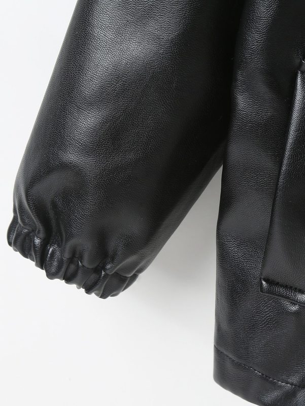 Toddler Boys Zip Up Hooded PU Leather Coat SHE