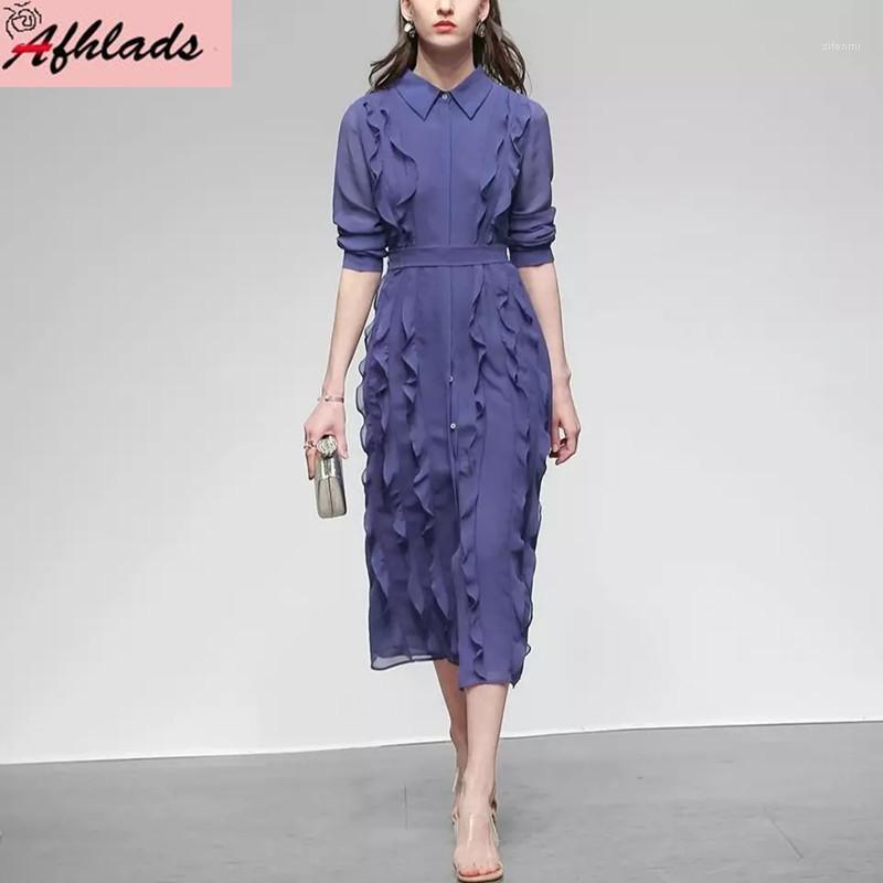 Casual Dresses Autumn Ruffles Patchwork Chiffon Shirt Dress Long Sleeve Turn-Down Collar Single-Breasted Women' Vestidos With Belt, Short sleeve
Casual Dresses Autumn Ruffles Patchwork Chiffon Shirt Dress Long Sleeve Turn-Down Collar Single-Breasted Women' Vestidos With Belt, Short sleeve
