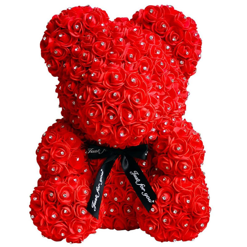 Diamond Rose Bear Eternal Artificial Roses Foam Roses Flower Diamonds bear rose Valentine's Day Romantic gifts Drop 220406