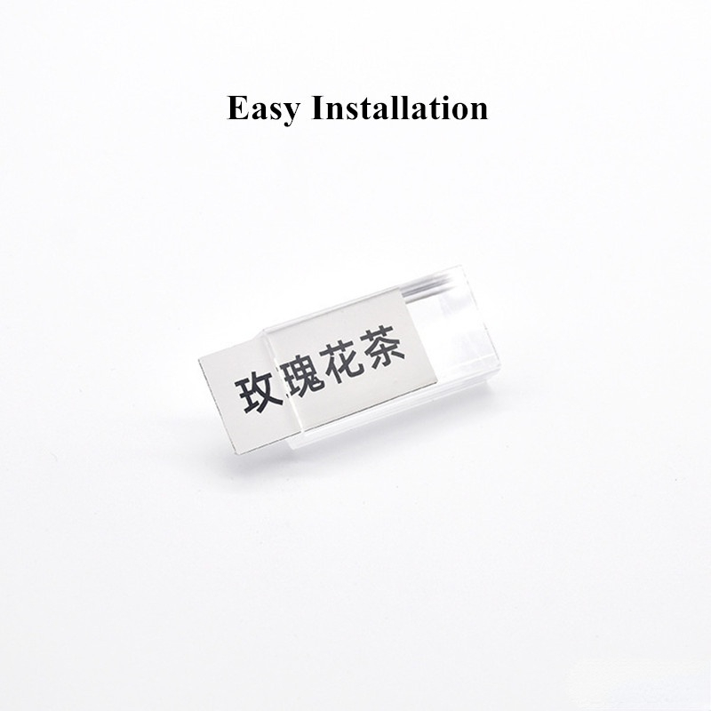 50x25mm Mini Slanted Clear Acrylic Price Tag Holder Display Stands Small Table Plastic Price Sign Label Paper Holder