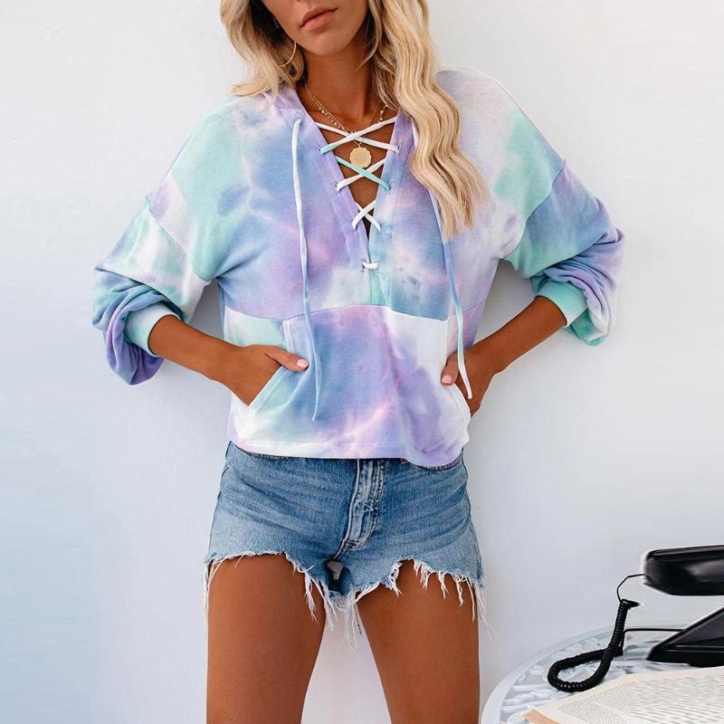 Women Long Sleeve V-neck Tie-dye Printed Hooded Pockets Drawstring Sweatshirts Loose Top Casual Hoodie Women' Hoodies, Nacarat
Women Long Sleeve V-neck Tie-dye Printed Hooded Pockets Drawstring Sweatshirts Loose Top Casual Hoodie Women' Hoodies, Nacarat