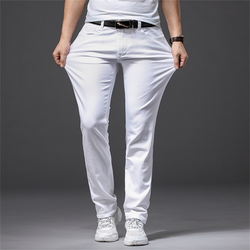 Spring Men's Stretch White Jeans Classic Style Slim Fit Soft Trousers Male Brand Business Casual Pants 220813
Spring Men's Stretch White Jeans Classic Style Slim Fit Soft Trousers Male Brand Business Casual Pants 220813