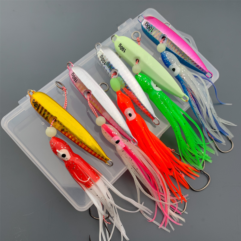 Inchiku Jigging Lures Sliding kabura 5pcs box 150g 120g 100g 80g 60g 40g Slider Snapper/Sea bream Jig head with BKK assist hook 220624