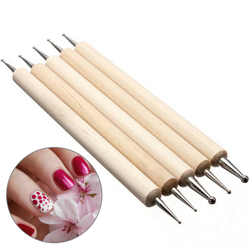 5pcs/set Wooden Dotting Pen Nail Art Manicure Marbleizing Nagel Kunst Dot Doting Tool Nail Art Painting Nail Point Drill Pen Nagelspitzen-bohrstift