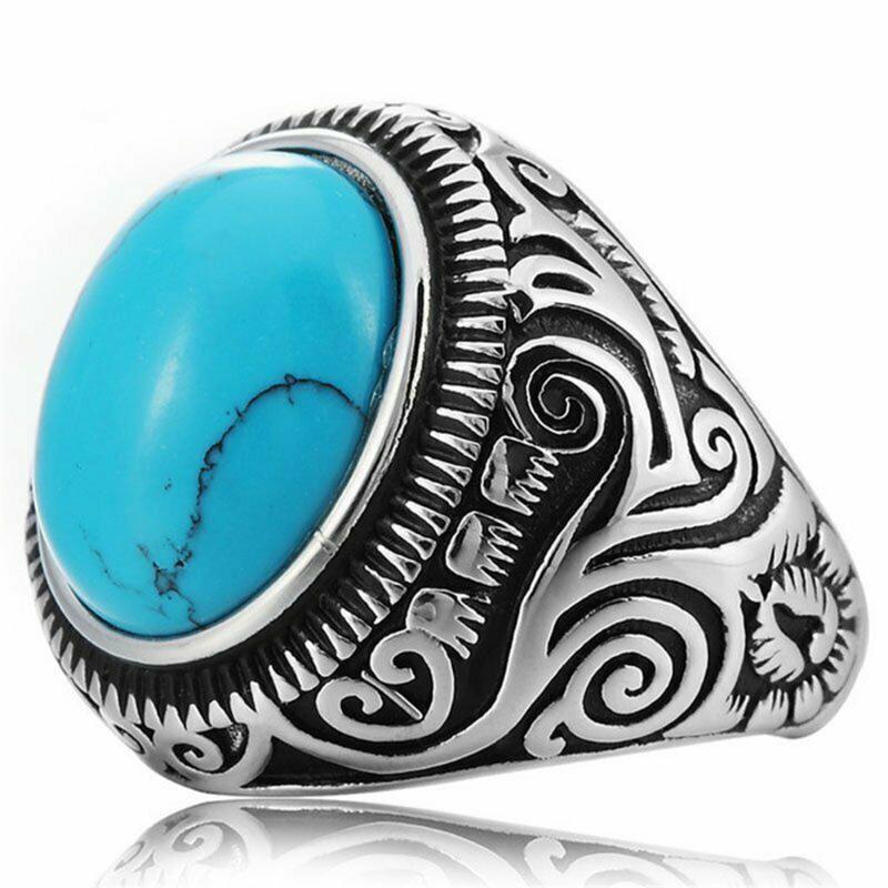Cluster Rings Vintage Native Mens Oval Turquoise Ring Stainless Steel Size 7-15
Cluster Rings Vintage Native Mens Oval Turquoise Ring Stainless Steel Size 7-15