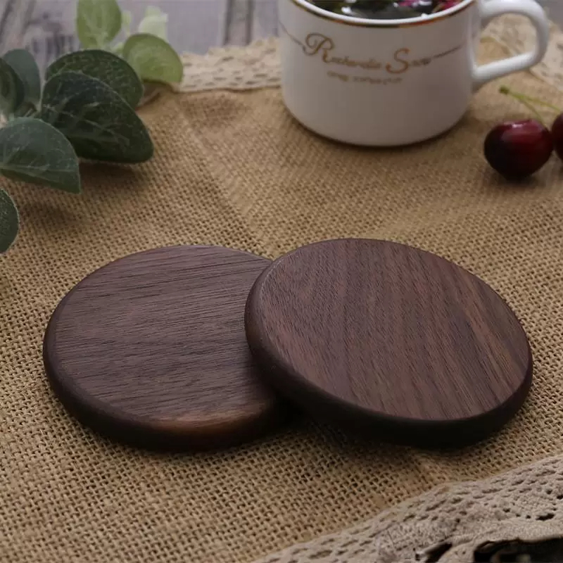Wooden Coasters Black Walnut Coffee Tea Cup Mats Natural Non Slip Teapot Drink Coasters Home Bar Tools