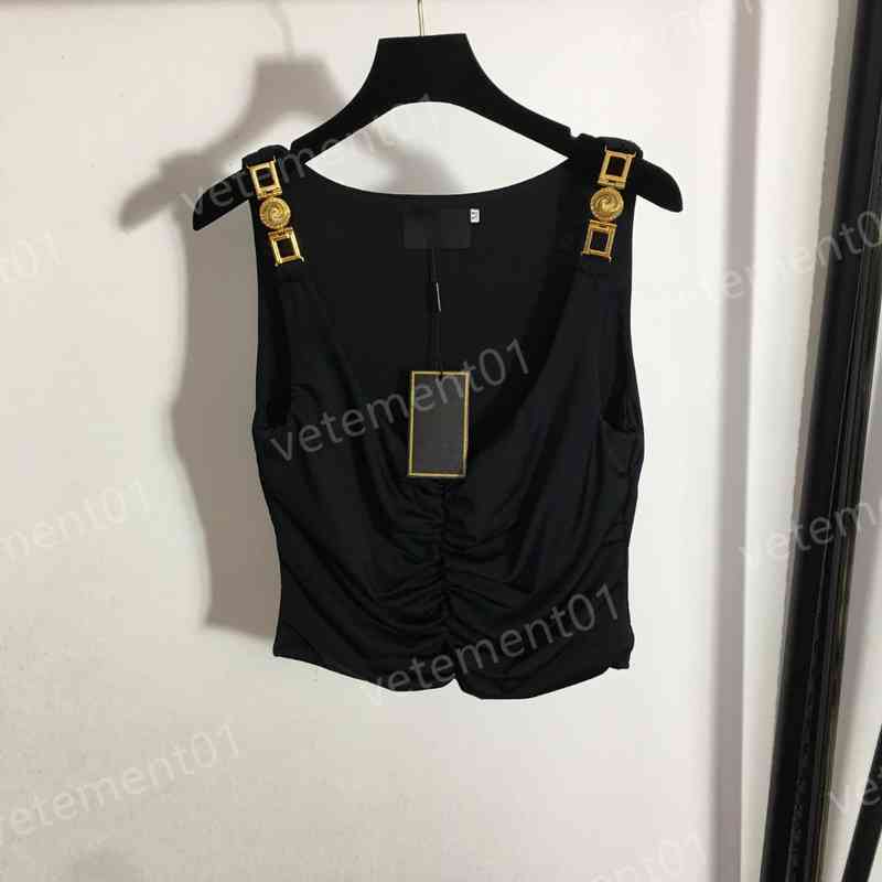 Womens T-Shirts Metal Shoulder Button Slim Fit Cool Tanks Top Summer Comfort Luxury Designer Casual Women Clothing
Womens T-Shirts Metal Shoulder Button Slim Fit Cool Tanks Top Summer Comfort Luxury Designer Casual Women Clothing