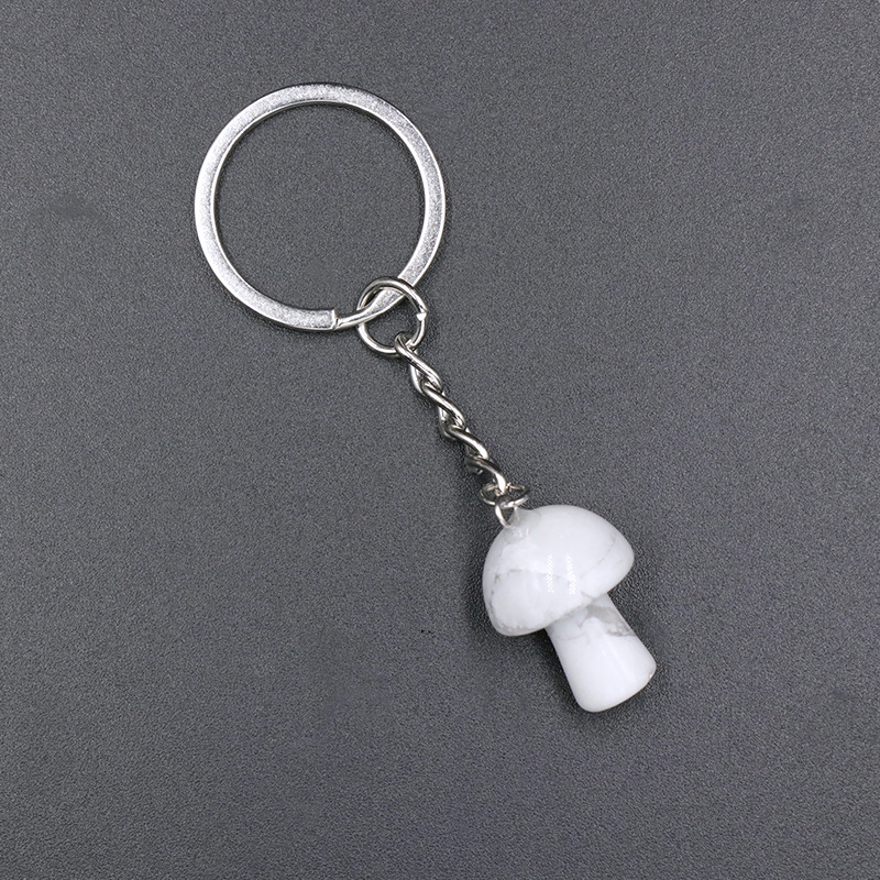 Mini Mushroom Statue Key rings Chains Tiger's Eye Amethyst Rose Quartz Charms Keychains Healing Crystal Keyrings