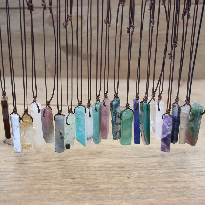 Healing Crystal Natural Stone Pendant Raw Mineral Irregular Slice Reiki Chakra Gmes Quartz Lapis Amethysts Amazonite Women Jewelry