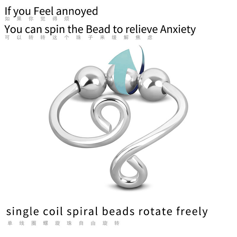 Creative Fidget Ring Free Rotation of Spiral Ring for Men Women 18K Real Silver Gold Plated Anti-Anxiety Relaxing Rings For Anxiety Ladies European Po