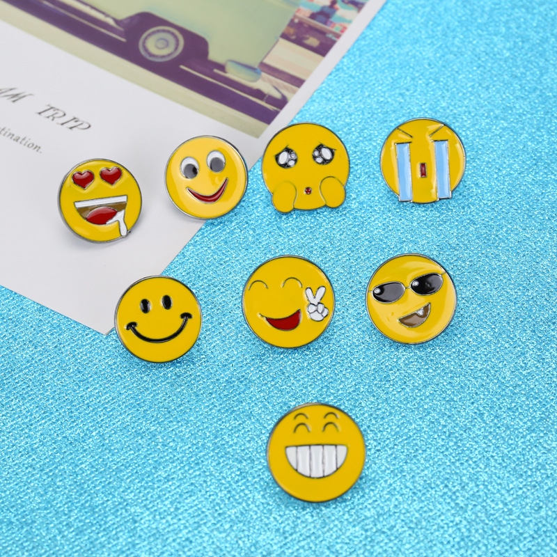 

Funny Expression Smiling Face Crying Face Enamel Pin Custom Brooch Dress Lapel Pin Fashion Jewelry Badge Gift Unisex, Mixed colors