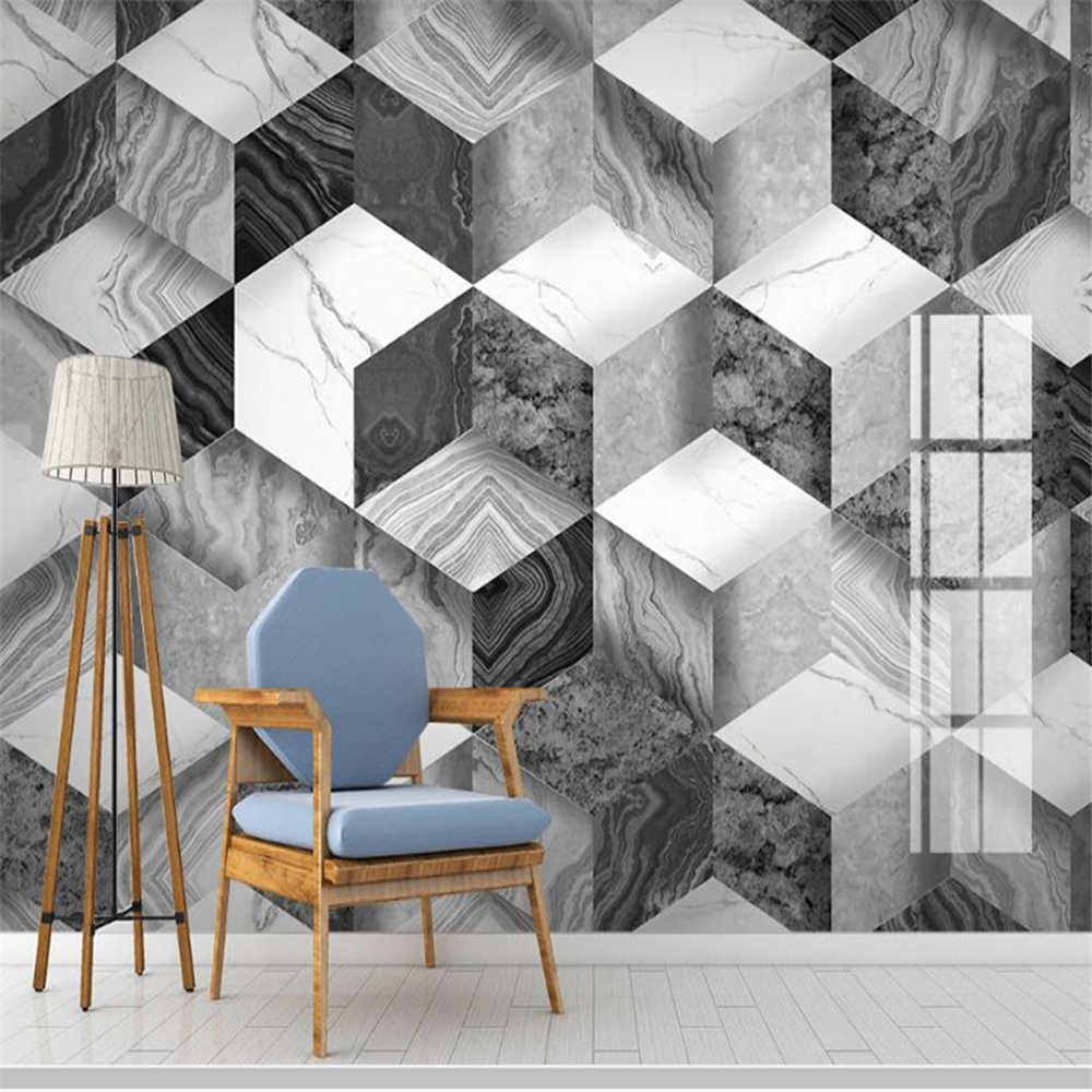 Papel de parede Modern 3D stereo geometric marble background wallpaper mural wall bedroom wall papers home decor