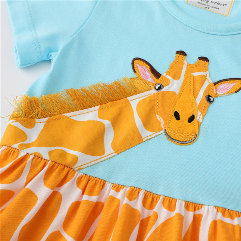 Jumping Meters Princess Baby Dresses With Giraffe Applique Cute Summer Girls Party Dress Fashion Children's Clothes Selling 220426
