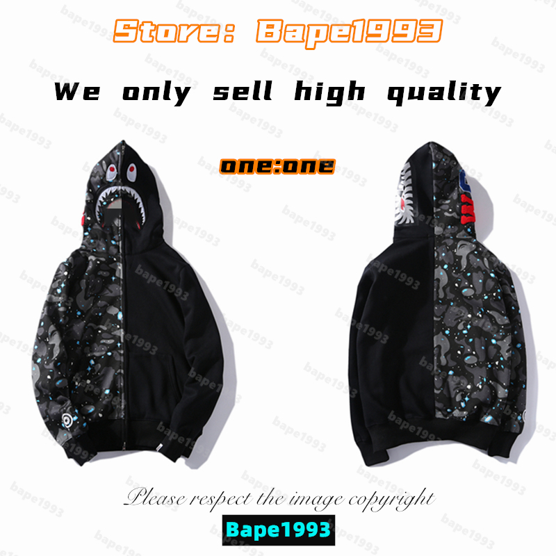 High quality Apes Mens Hoodies & Sweatshirt Japan shark B ape head Galaxy spots luminous camo Male and female couples with the same model 100% cotton New hoodie 1993 KS1-5, 1 button
High quality Apes Mens Hoodies & Sweatshirt Japan shark B ape head Galaxy spots luminous camo Male and female couples with the same model 100% cotton New hoodie 1993 KS1-5, 1 button