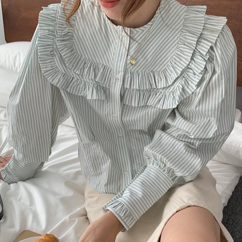 Women' Blouses & Shirts Sweet Ruffles O Neck Long Sleeve Women Blouse Korean Style Chic Vintage Loose Casual Woman Elegant Spring Tops, Yellow
Women' Blouses & Shirts Sweet Ruffles O Neck Long Sleeve Women Blouse Korean Style Chic Vintage Loose Casual Woman Elegant Spring Tops, Yellow