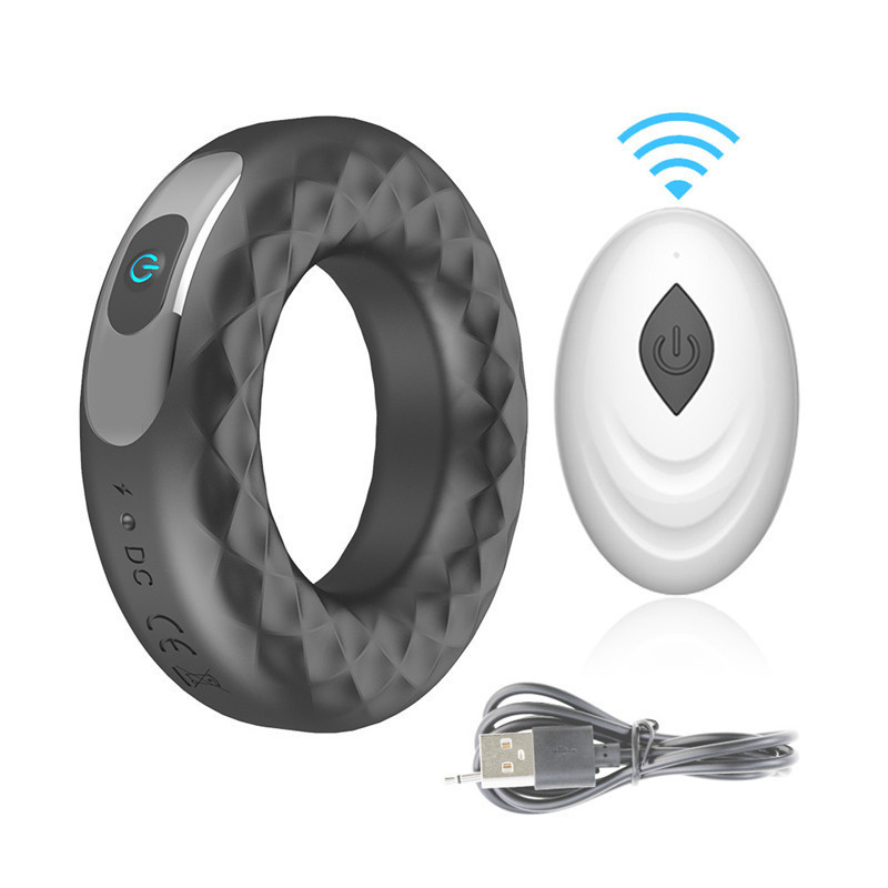 Vibrating Penis Ring Silicone Cock Rings Dick Vibrator Male Massage Sex Toys For Men Remote Control 10 Speed Time Delay 220412