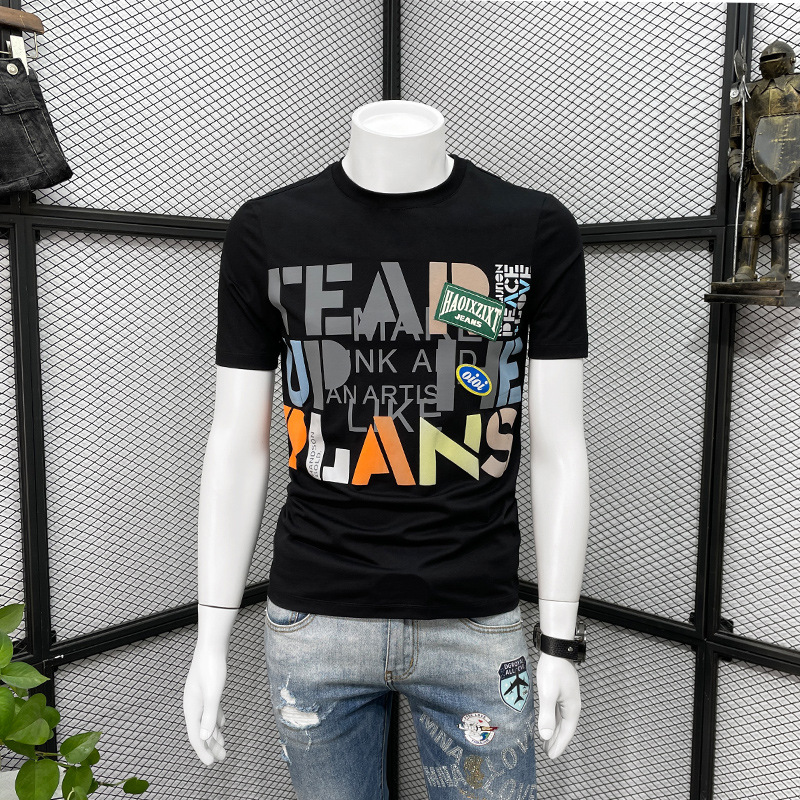 2022 New Summer T Shirt Men Cotton Causal O-neck Male High Quality Classical colorful Letter print Plus size, Black
2022 New Summer T Shirt Men Cotton Causal O-neck Male High Quality Classical colorful Letter print Plus size, Black