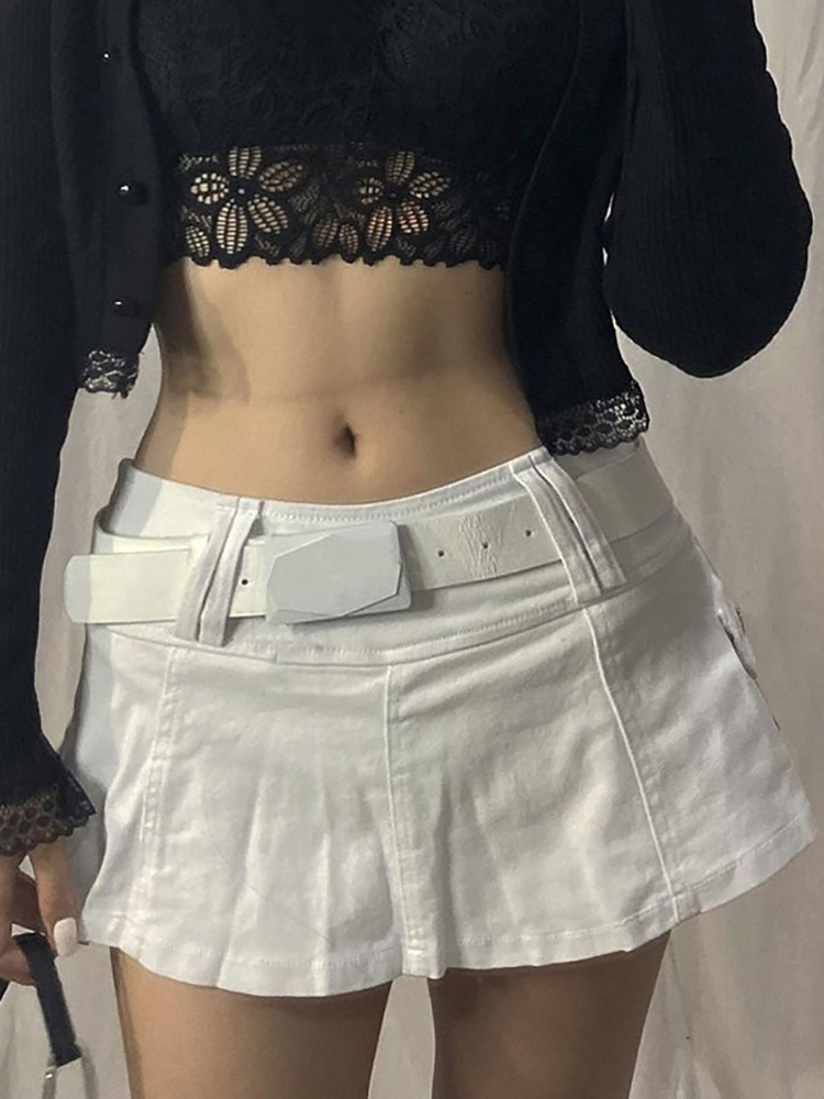 ALLNeon Pastel Goth Low Waist Black Micro Skirts Y2K Streetwear Pockets Patchwork Aline Skirt Egirl Aesthetics Outfits Zipper 220701