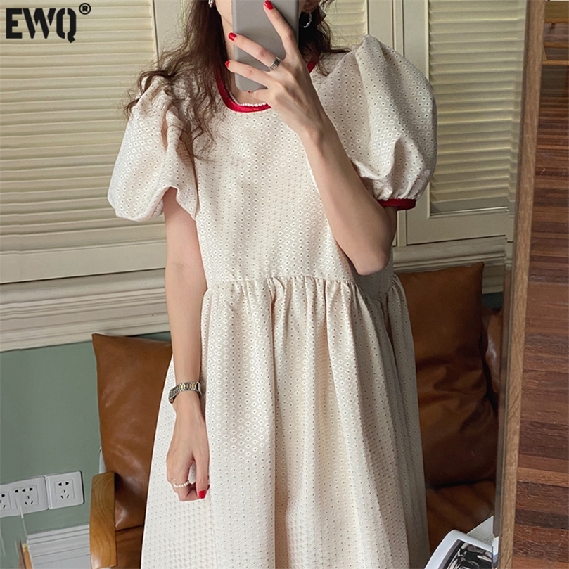 EWQ Korea Chic Summer Round Neck Robe Contrast Color Lace Bow Polka Dot Puff Sleeve Women Office Midi Dress 16W1474 220613, Apricot
EWQ Korea Chic Summer Round Neck Robe Contrast Color Lace Bow Polka Dot Puff Sleeve Women Office Midi Dress 16W1474 220613, Apricot