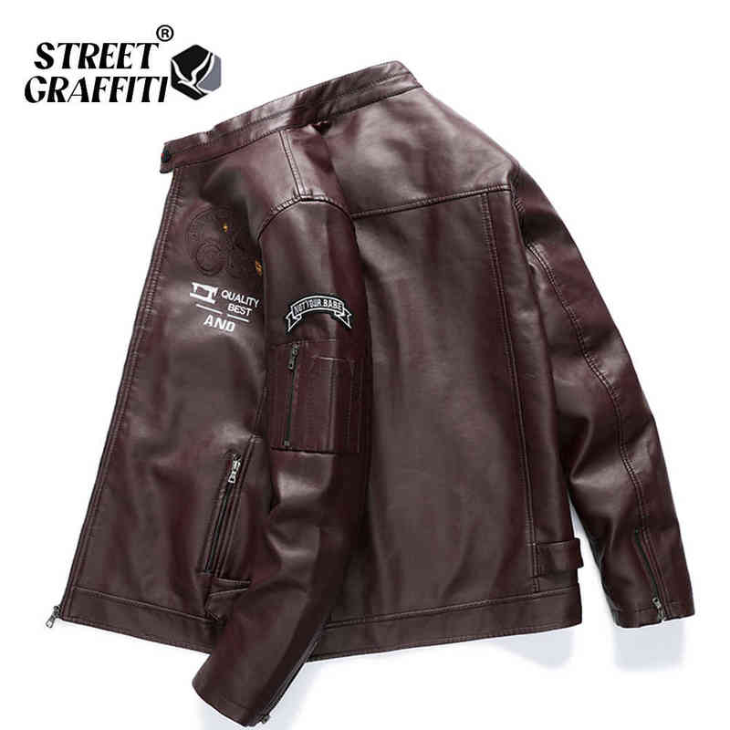 2021 Men's Winter Casual Embroidery Faux Leather Coats Jackets Men Autumn Motorcycle PU Fleece Windproof Jacket Biker For Male T220728, Black3
2021 Men's Winter Casual Embroidery Faux Leather Coats Jackets Men Autumn Motorcycle PU Fleece Windproof Jacket Biker For Male T220728, Black3