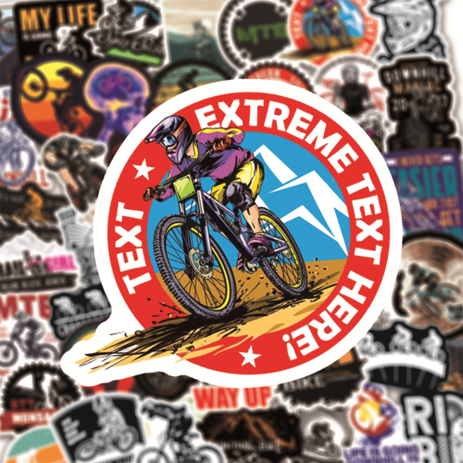 50Pcs Mountain Bike MTB Graffiti Stickers Laptop Guitar Luggage Skateboard Car Waterproof Cool Sticker Decal Kids Toys