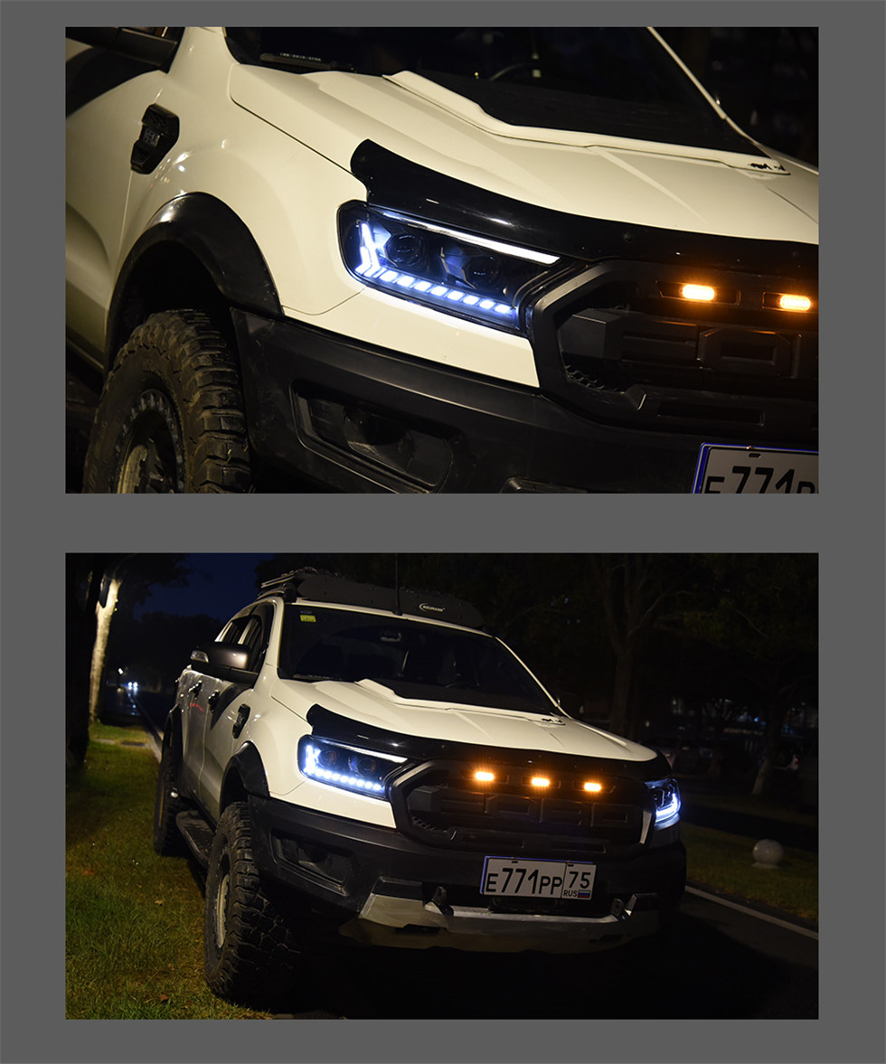 All LED Light For Ford Ranger LED Headlight 16-20 Everest T7 Car Parts Headlights Turn Signal High Beam Daily Lights