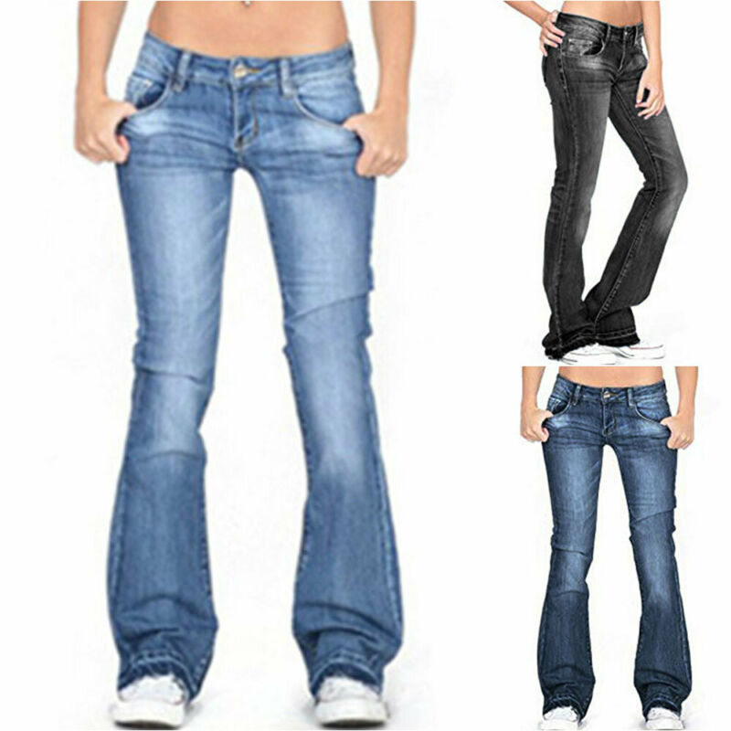 Skinny Flared Jeans Fashion Denim Pants Bootcut Bell Bottoms Stretch Trouser Woman Low Rise 220701