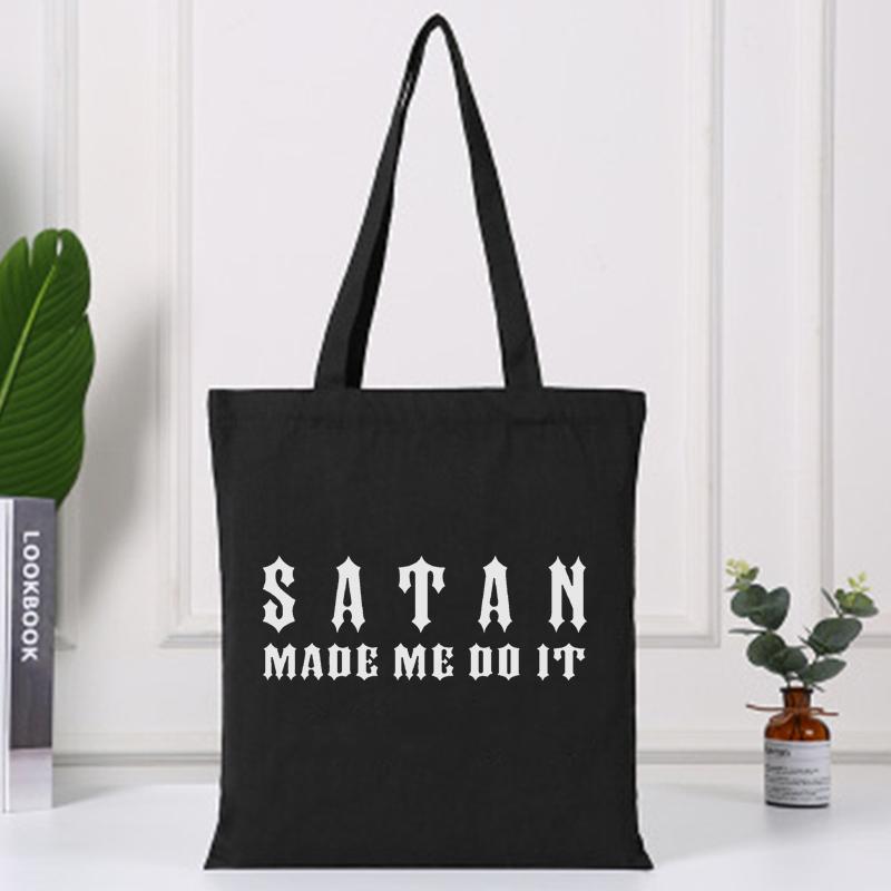 Evening Bags 2022 Satan Made Me Do It Women Shopping Totes Bag Fashion Shoulder Black Canvas Shopper Eco Reusable Female Life Tote, B394a
Evening Bags 2022 Satan Made Me Do It Women Shopping Totes Bag Fashion Shoulder Black Canvas Shopper Eco Reusable Female Life Tote, B394a