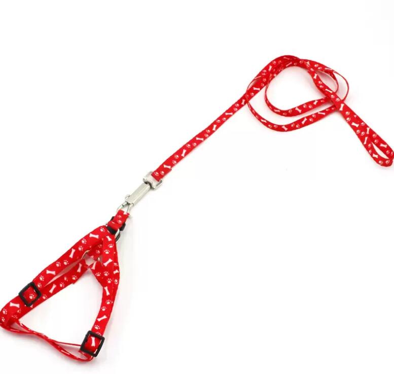 Dog Harness Leashes Nylon Printed Adjustable Pet Collar Puppy Cat Animals Accessories Necklace Rope Tie