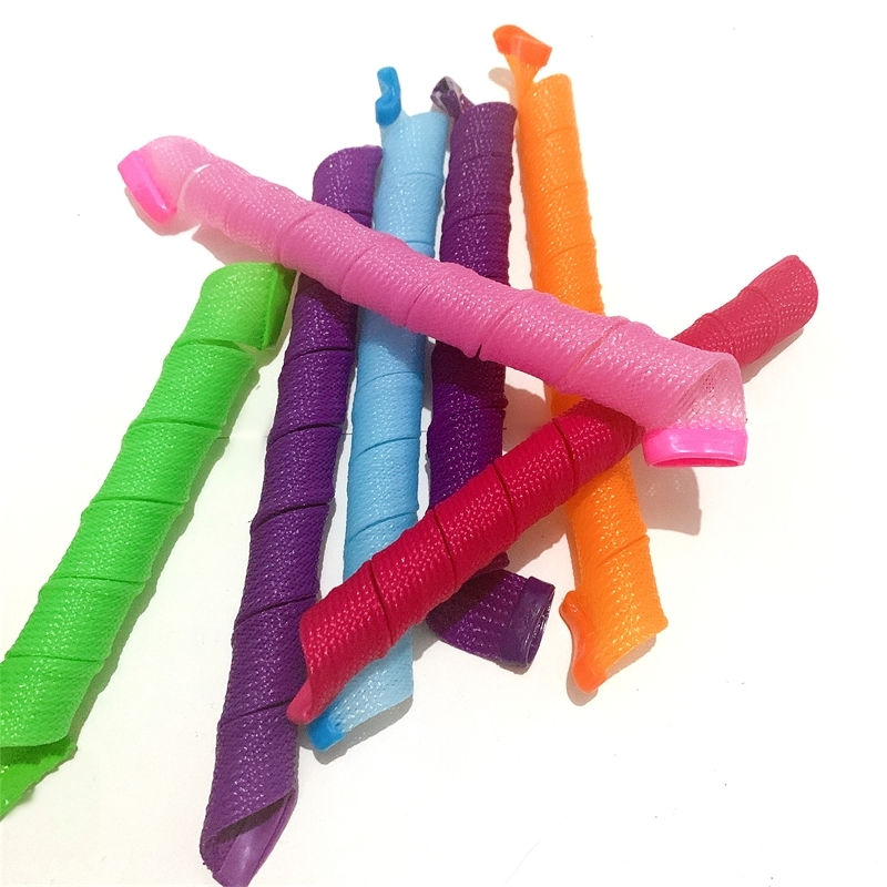 20/30/45/55/65/75cm Hair curler No heat Soft Plastic Magic hair roller Spiral Round Curls Factory wholesale W220317