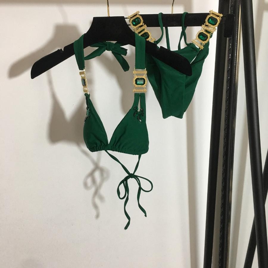 Mix 3 Colors Bikini Diamond Swimsuit Crystal Women Swimwear Bandage Halter Bikinis Set Brazilian Rhinestone Beachwear Push Up Bikini