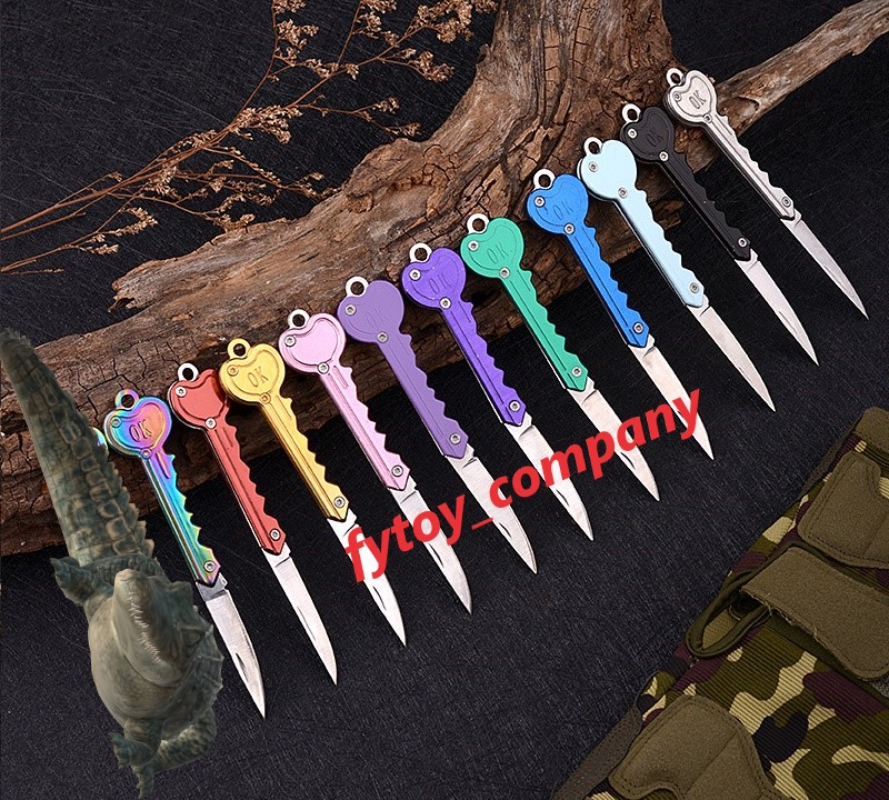 Hot Selling 11 Colors Key Shape Mini Folding Knife Outdoor Saber Pocket Fruit Knife Multifunctional Key Chain Knife Swiss Self-defense Knives EDC Tool
Hot Selling 11 Colors Key Shape Mini Folding Knife Outdoor Saber Pocket Fruit Knife Multifunctional Key Chain Knife Swiss Self-defense Knives EDC Tool