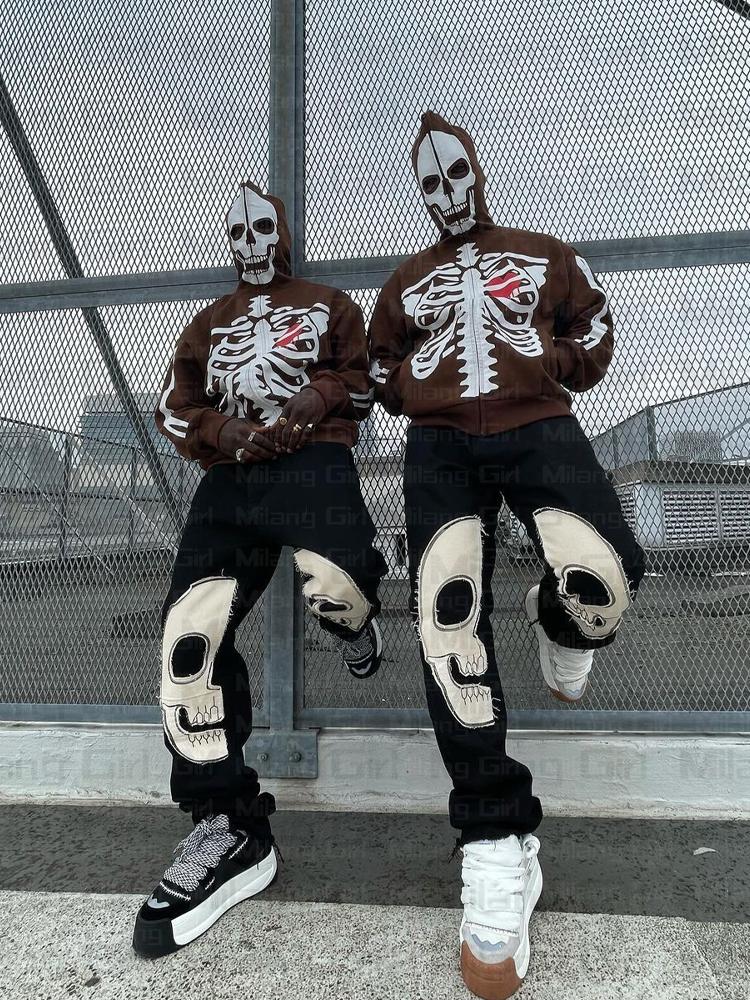 Men' Hoodies & Sweatshirts Men Gothic Skeleton Graphic Zip Up Harajuku Punk Fashion Clothing Sweatshirt Zipper Oversized Streetwear Style J, Brown
Men' Hoodies & Sweatshirts Men Gothic Skeleton Graphic Zip Up Harajuku Punk Fashion Clothing Sweatshirt Zipper Oversized Streetwear Style J, Brown