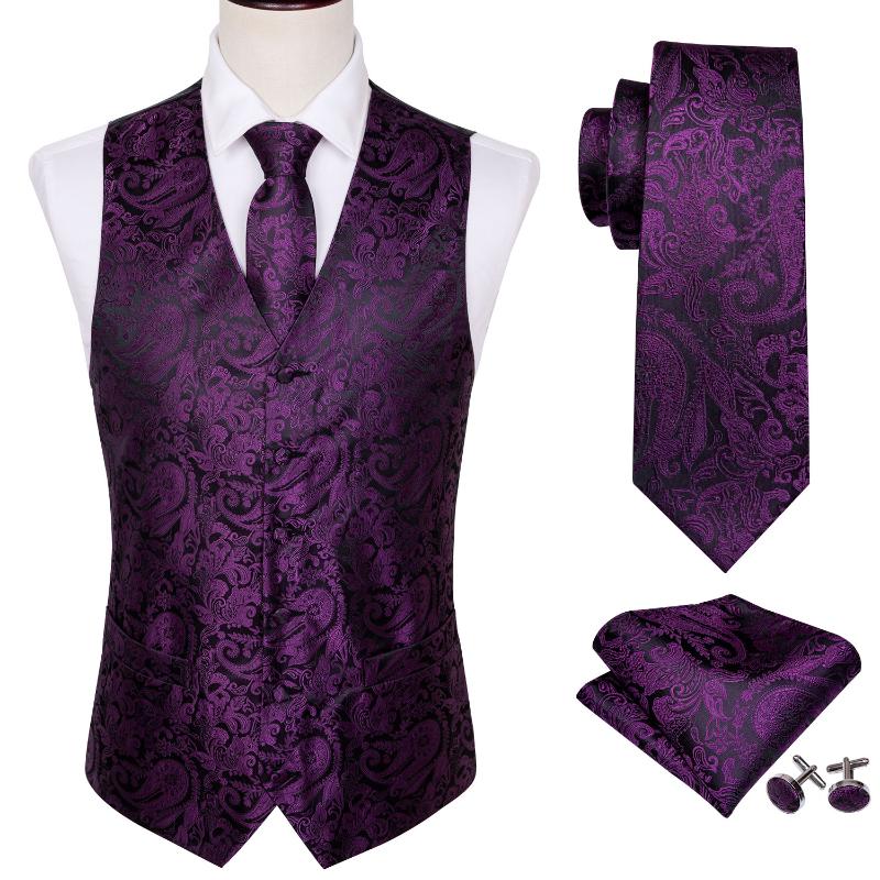 Men' Vests 4PC Mens Silk Vest Party Wedding Purple Paisley Solid Floral Waistcoat Pocket Square Tie Slim Suit Set Barry.Wang BM-2022, Bm-2013
Men' Vests 4PC Mens Silk Vest Party Wedding Purple Paisley Solid Floral Waistcoat Pocket Square Tie Slim Suit Set Barry.Wang BM-2022, Bm-2013