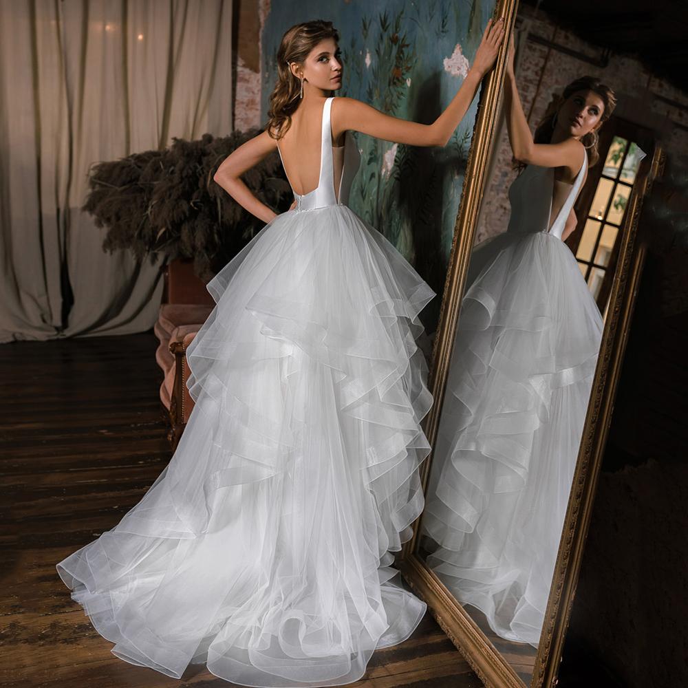 Elegant A-line Wedding Dresses Sleeveless Strapless High Neck A Line Bridal Gowns Lace Satin Lace Ruffles High Waist Plus Size Sweep Length Train Cust