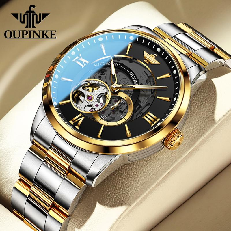 

Wristwatches Luxury Men's Wristwatch Waterproof Luminous Sapphire Tungsten Steel Skeleton Automatic Mechanical Watch GiftWristwatches Wr, Gold