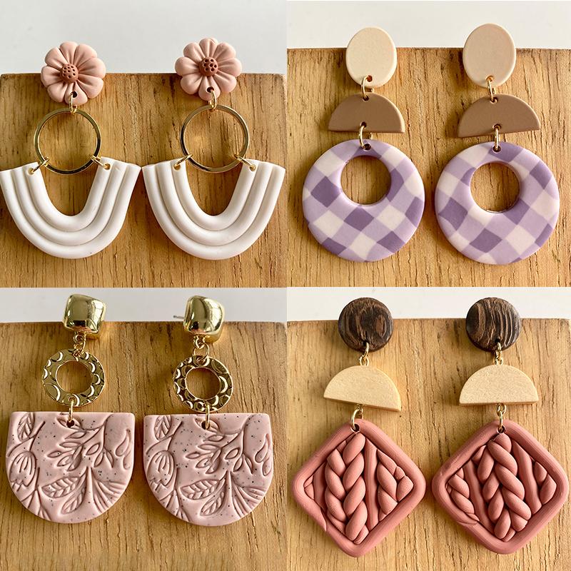 Dangle & Chandelier Handmade Flower Soft Pottery Earrings Geometric Woven Embossed Daisies High-grade Clay Beautiful Texture
Dangle & Chandelier Handmade Flower Soft Pottery Earrings Geometric Woven Embossed Daisies High-grade Clay Beautiful Texture