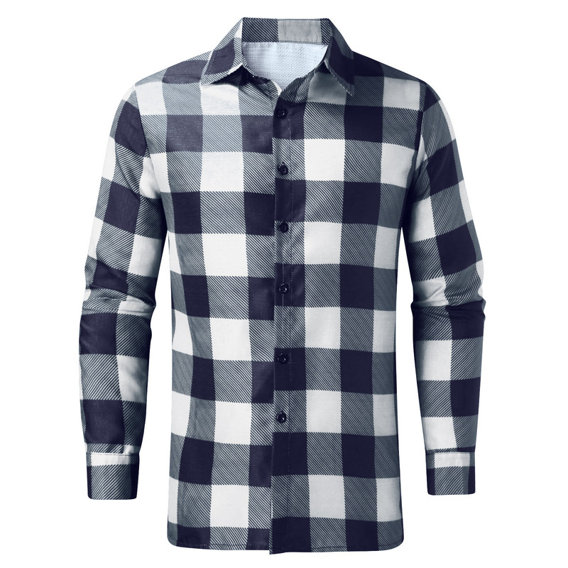 Mens Plaid Print Shirt Fashion Checkered Cross Matching s Causal Button Long Sleeve Slim Fit Tops Blouse 220322