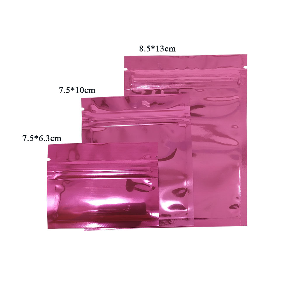 500PCS/unit Small Self Seal Zip Lock Color Package Bag 7.5x6.3cm Purple Aluminum Foil Mylar Mockup Storage Pouches Wholesale