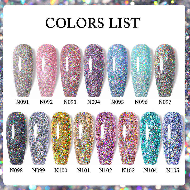 NXY Nail Gel 7 5ml Glitter Polish Iridescent Shiny Sequins Reflective Semi Permanent Uv Led s Varnishes 0328