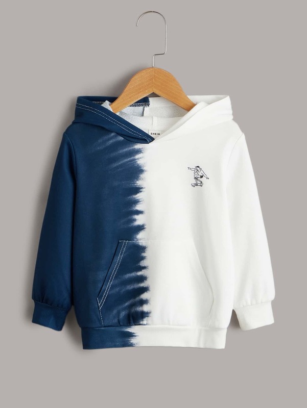 Toddler Boys Colorblock Figure Print Hoodie SHE