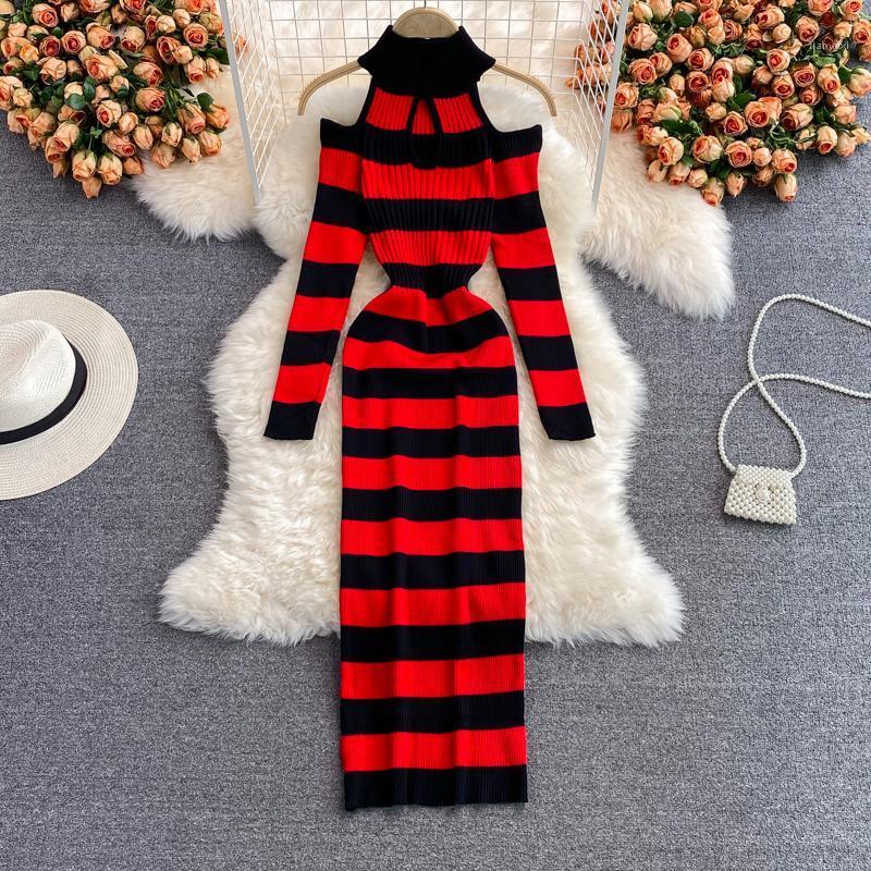 Casual Dresses Teeuiear Halter Neck Striped Print Autumn Bodycon Knitted Sweater Long Dress Off Shoulder Winter Party Women Tunic, Green
Casual Dresses Teeuiear Halter Neck Striped Print Autumn Bodycon Knitted Sweater Long Dress Off Shoulder Winter Party Women Tunic, Green